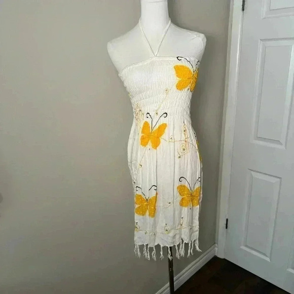 Vintage Y2K butterfly dress S/M Fairycore boho tropical - Picture 2 of 5